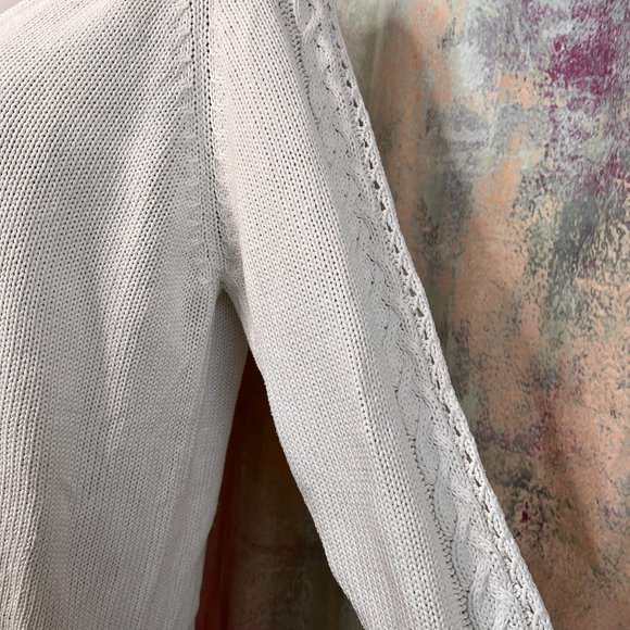 VTG📌Styled by Yorn  Long Sleeves Cotton Cardigan with Pockets & Cable Pattern - Picture 6 of 15